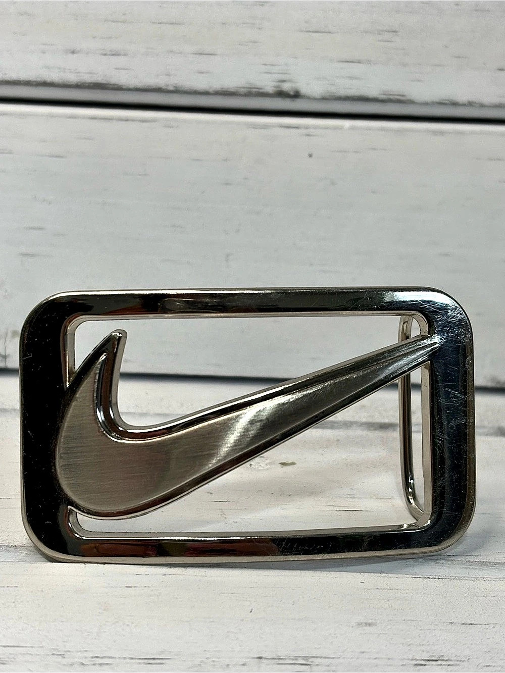 Nike Swoosh Belt Buckle Silver